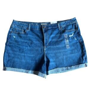 NWT! Sonoma Medium Wash Distressed High Rise Shorts Size 24W
